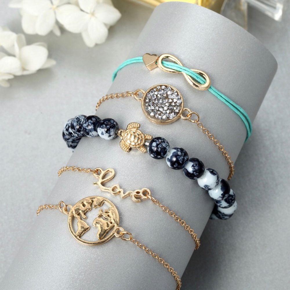 🎉 Love - Set of 5 Bracelets - Druzy Stone (016)